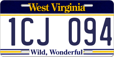 WV license plate 1CJ094