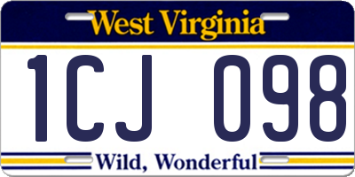 WV license plate 1CJ098