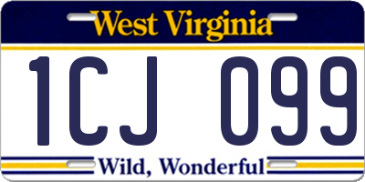 WV license plate 1CJ099