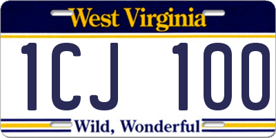 WV license plate 1CJ100