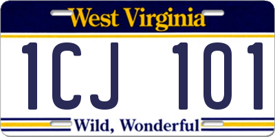 WV license plate 1CJ101