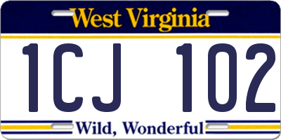 WV license plate 1CJ102