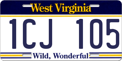 WV license plate 1CJ105