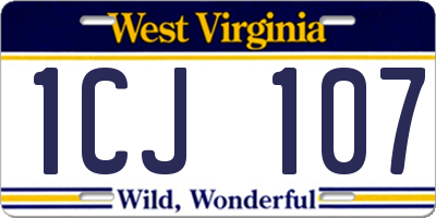 WV license plate 1CJ107