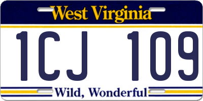 WV license plate 1CJ109