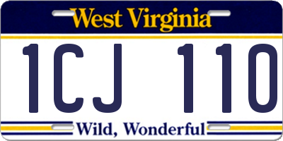 WV license plate 1CJ110