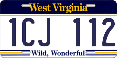 WV license plate 1CJ112
