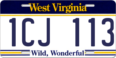 WV license plate 1CJ113