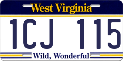 WV license plate 1CJ115