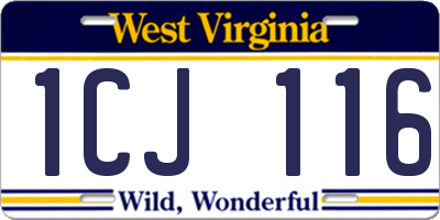 WV license plate 1CJ116