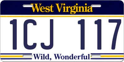WV license plate 1CJ117