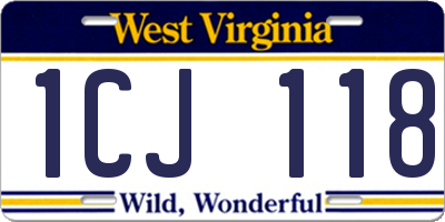 WV license plate 1CJ118