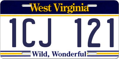 WV license plate 1CJ121