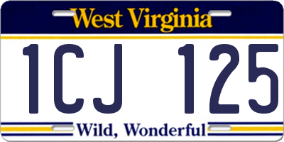 WV license plate 1CJ125