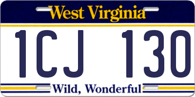 WV license plate 1CJ130