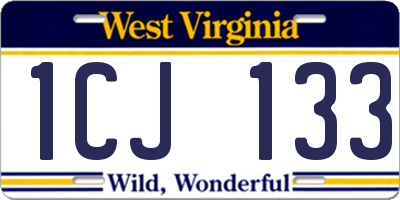 WV license plate 1CJ133