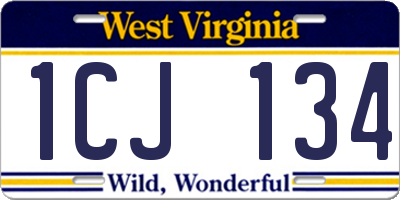 WV license plate 1CJ134