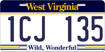 WV license plate 1CJ135