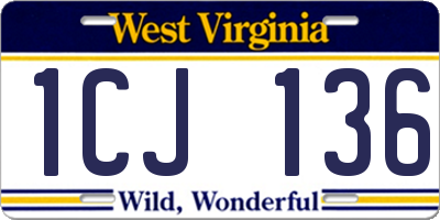 WV license plate 1CJ136