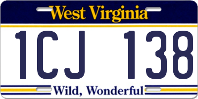 WV license plate 1CJ138