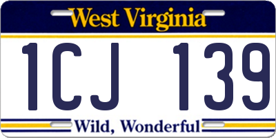 WV license plate 1CJ139