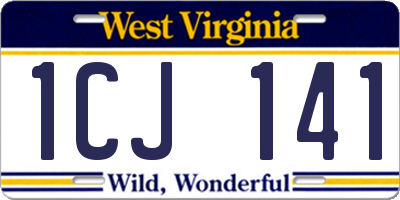 WV license plate 1CJ141