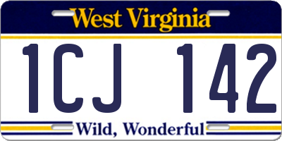 WV license plate 1CJ142