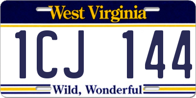 WV license plate 1CJ144