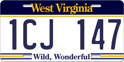 WV license plate 1CJ147