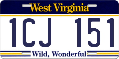 WV license plate 1CJ151
