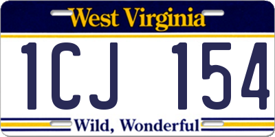 WV license plate 1CJ154