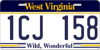 WV license plate 1CJ158