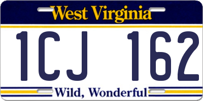 WV license plate 1CJ162
