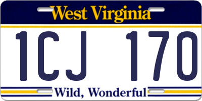 WV license plate 1CJ170