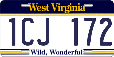 WV license plate 1CJ172