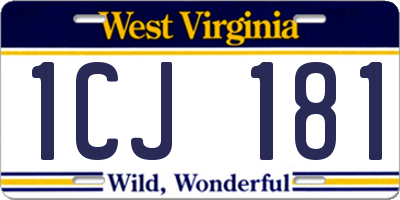 WV license plate 1CJ181