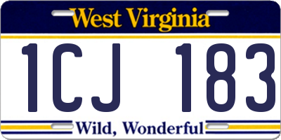 WV license plate 1CJ183