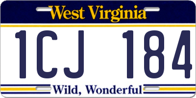 WV license plate 1CJ184