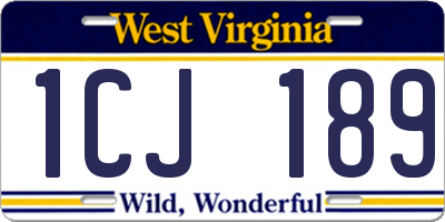 WV license plate 1CJ189