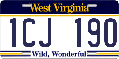 WV license plate 1CJ190