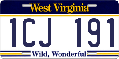 WV license plate 1CJ191