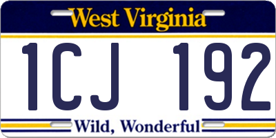 WV license plate 1CJ192