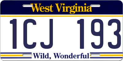 WV license plate 1CJ193