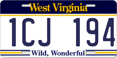 WV license plate 1CJ194