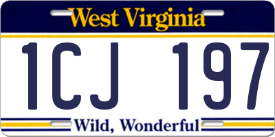 WV license plate 1CJ197
