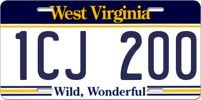 WV license plate 1CJ200