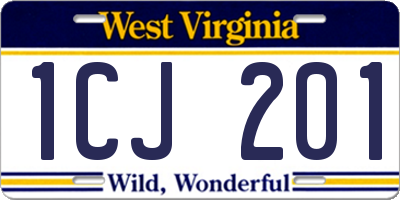WV license plate 1CJ201