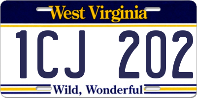 WV license plate 1CJ202