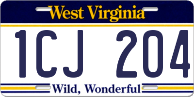 WV license plate 1CJ204