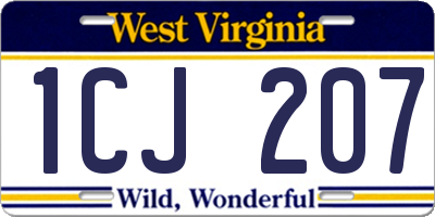 WV license plate 1CJ207